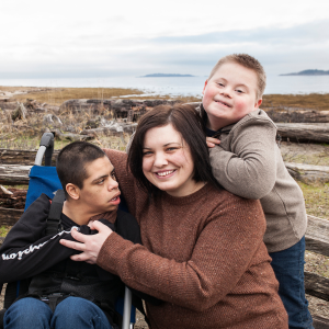 Island kids health - mother and her sons on a beach on Vancouver Island