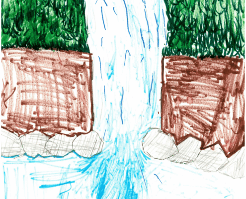 Waterfall in a forest by Ashton Waterfall in a forest by Ashton