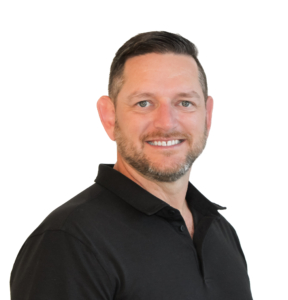 Headshot of Ian Bartlett wearing a black tshirt